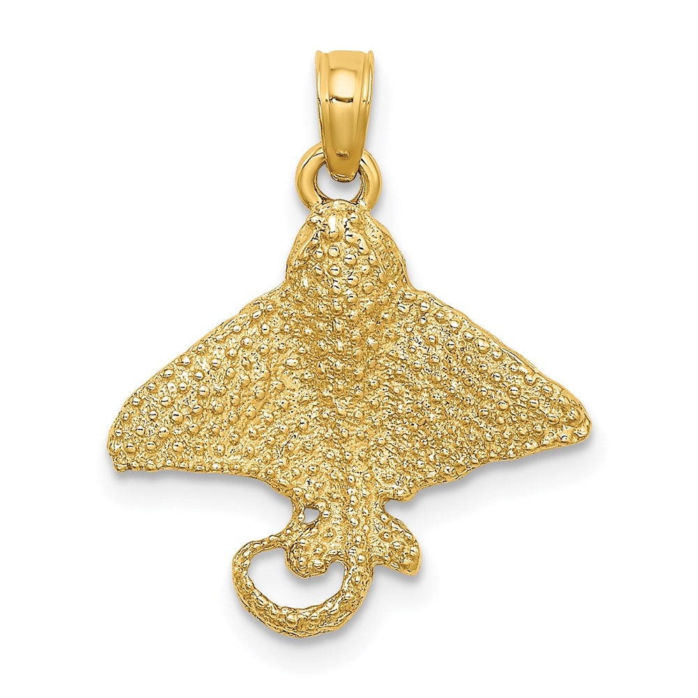 Million Charms 14K Yellow Gold Themed 2-D & Textured Spotted Eagle Ray Charm