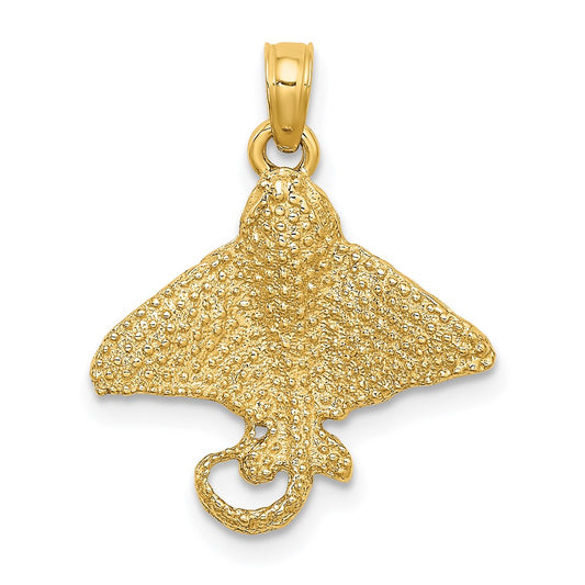 Million Charms 14K Yellow Gold Themed 2-D & Textured Spotted Eagle Ray Charm