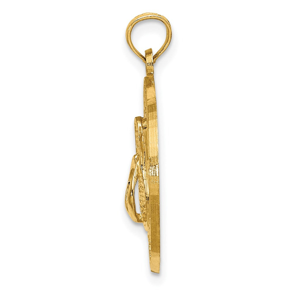 Million Charms 14K Yellow Gold Themed Ocean City, Nj Round Frame With Flip Flops Charm
