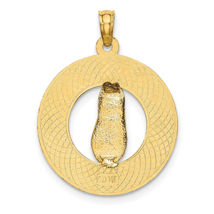 Million Charms 14K Yellow Gold Themed Ocean City, Nj Round Frame With Flip Flops Charm