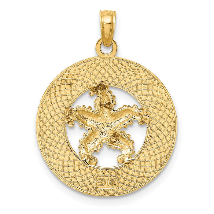 Million Charms 14K Yellow Gold Themed Cape May On Round Frame With Nautical Starfish Charm