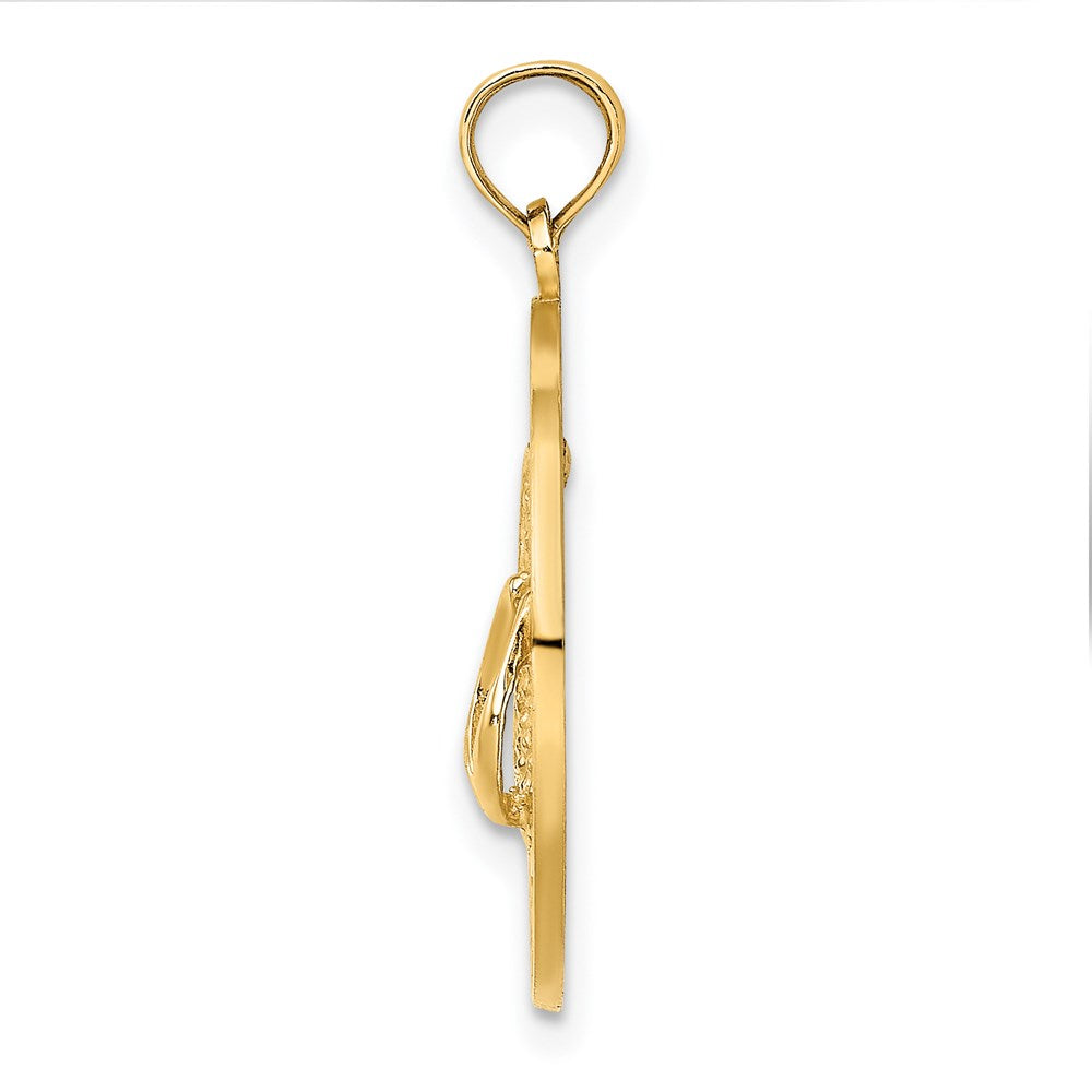Million Charms 14K Yellow Gold Themed Cape May On Round Frame With Flip-Flop Charm