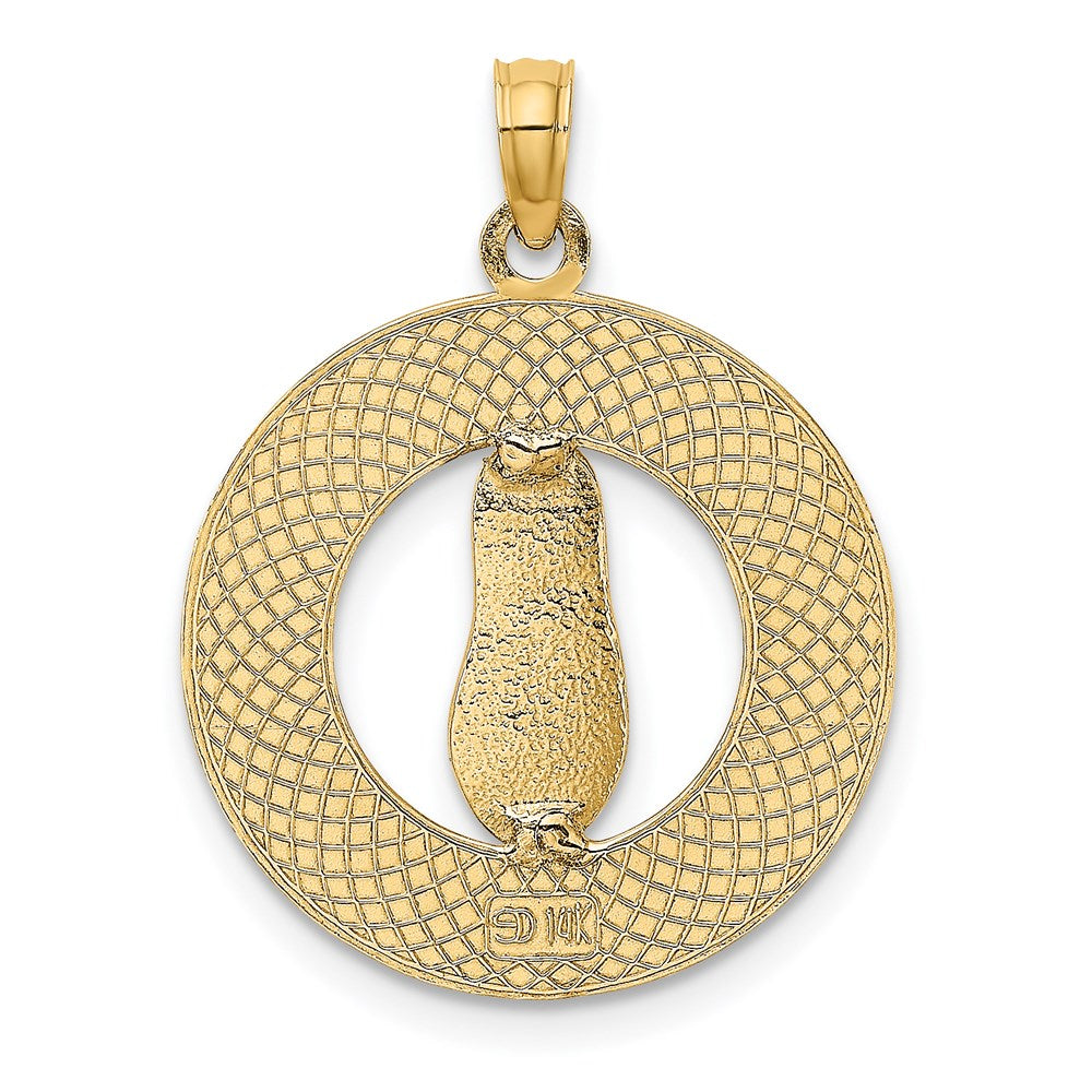 Million Charms 14K Yellow Gold Themed Cape May On Round Frame With Flip-Flop Charm