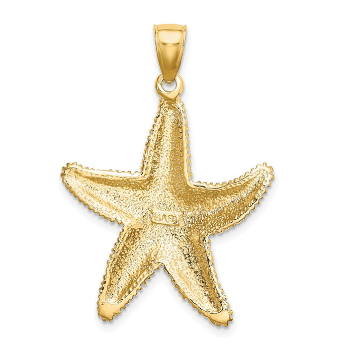 Million Charms 14K Yellow Gold Themed 2-D Texutred Nautical Starfish Charm