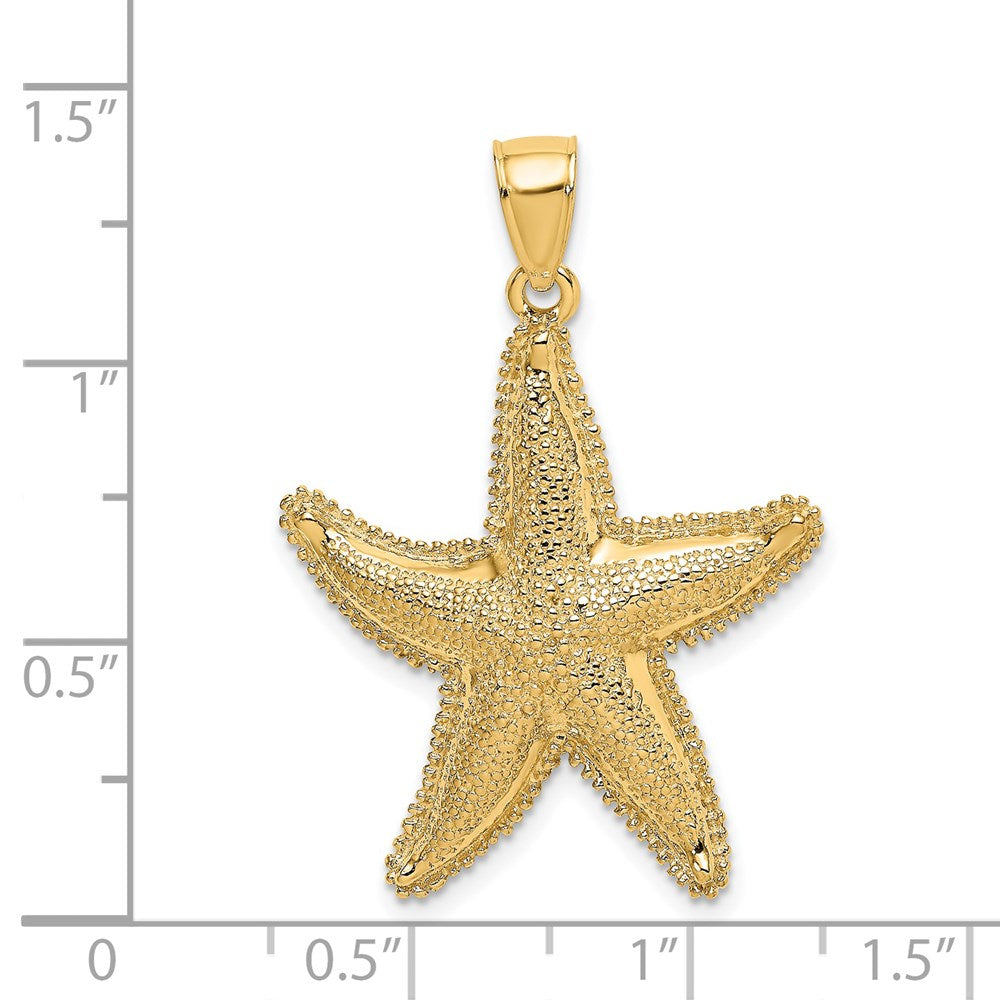 Million Charms 14K Yellow Gold Themed 2-D Texutred Nautical Starfish Charm