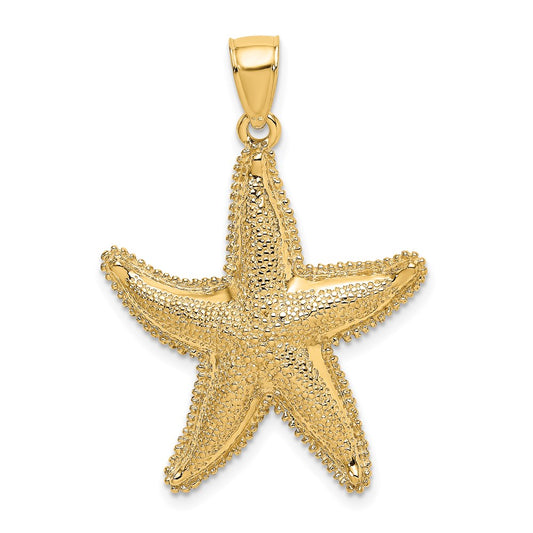 Million Charms 14K Yellow Gold Themed 2-D Texutred Nautical Starfish Charm