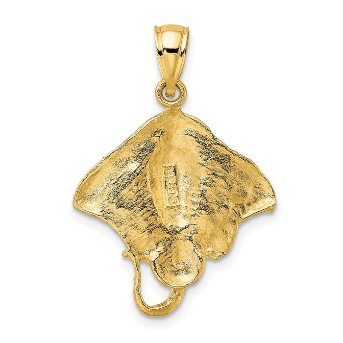 Million Charms 14K Yellow Gold Themed 2-D Stingray Charm