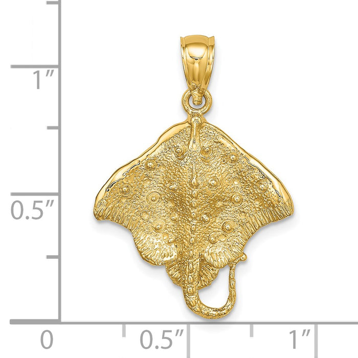 Million Charms 14K Yellow Gold Themed 2-D Stingray Charm