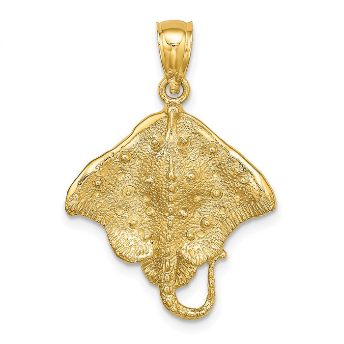 Million Charms 14K Yellow Gold Themed 2-D Stingray Charm