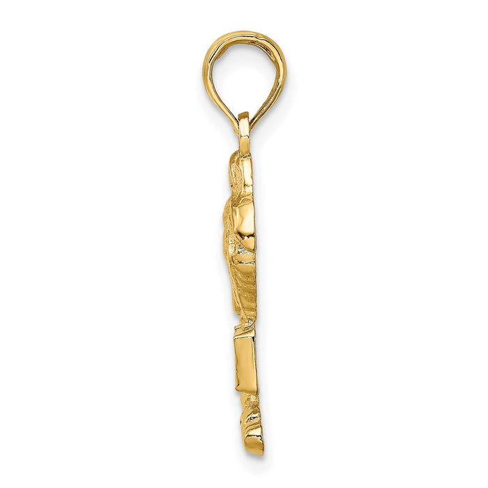 Million Charms 14K Yellow Gold Themed 2-D Religious Saint Augustine On Palm Tree Charm