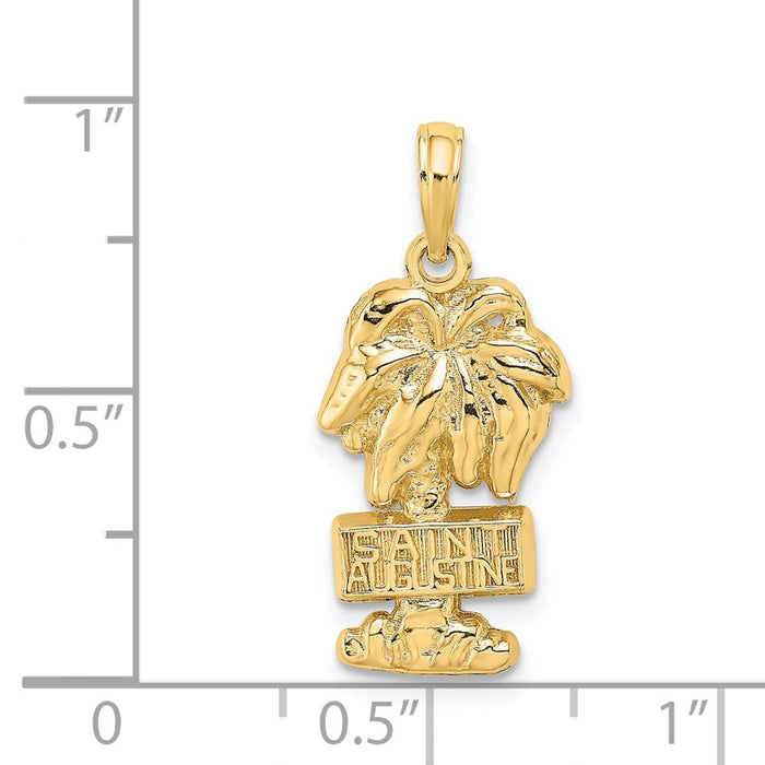 Million Charms 14K Yellow Gold Themed 2-D Religious Saint Augustine On Palm Tree Charm