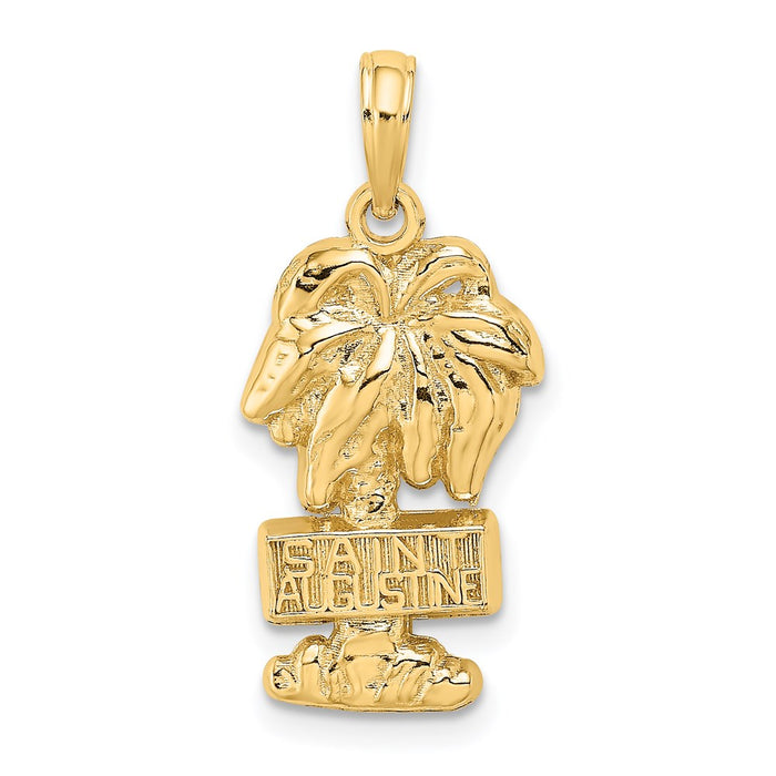 Million Charms 14K Yellow Gold Themed 2-D Religious Saint Augustine On Palm Tree Charm