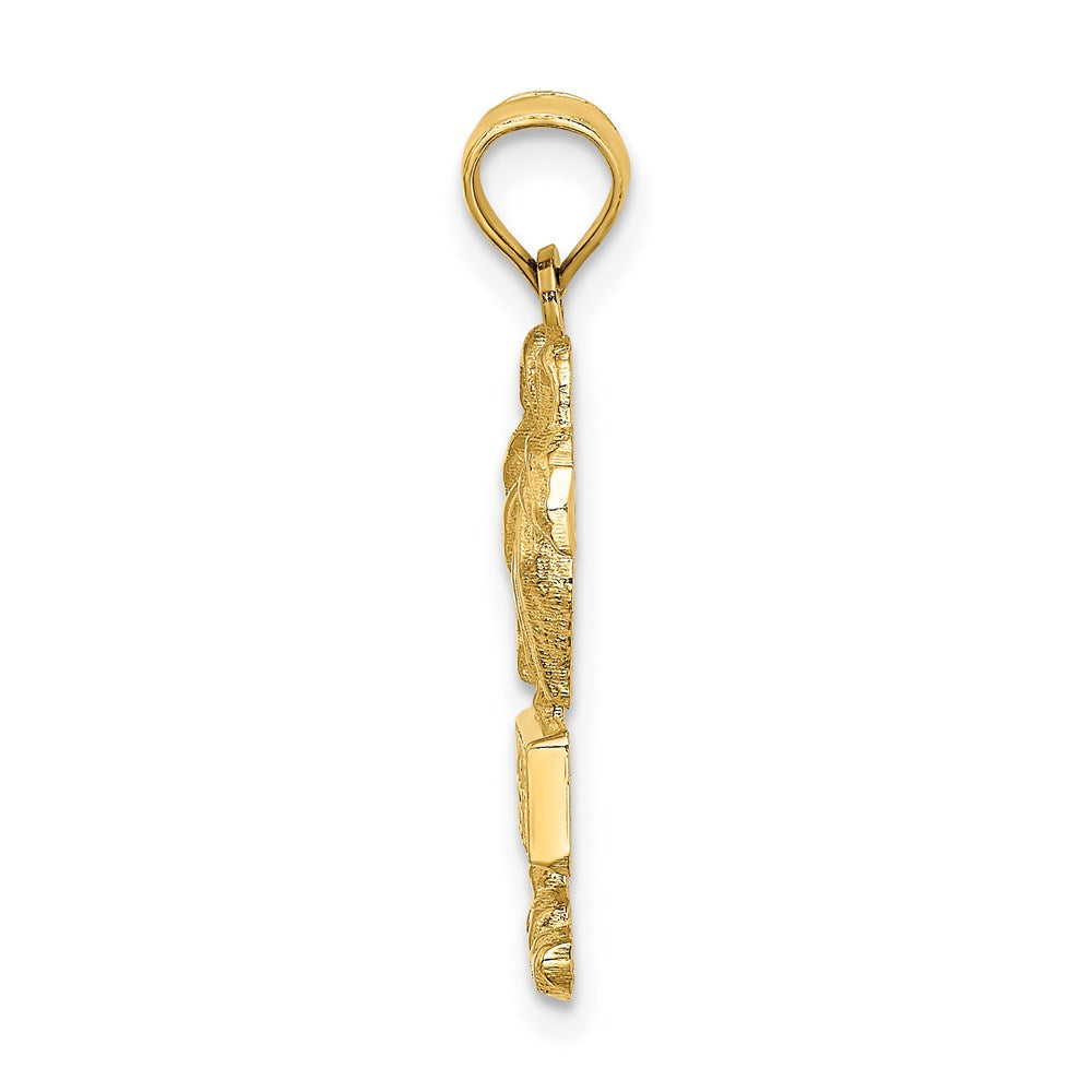 Million Charms 14K Yellow Gold Themed 2-D Myrtle Beach On Palm Tree Charm