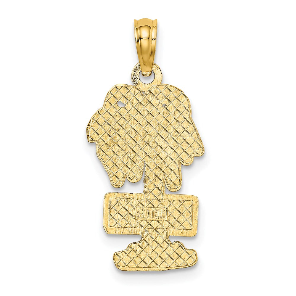 Million Charms 14K Yellow Gold Themed 2-D Myrtle Beach On Palm Tree Charm