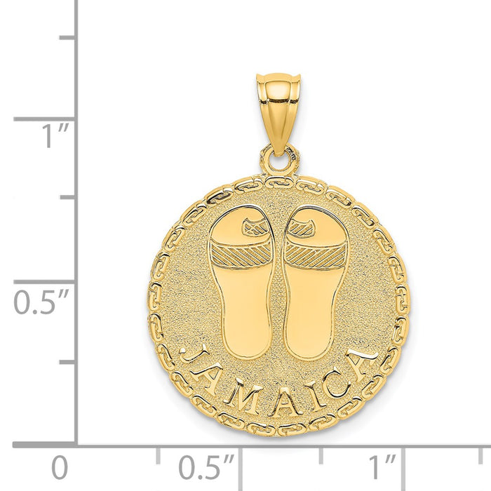 Million Charms 14K Yellow Gold Themed Jamaica & Sandals Round Disk Charm