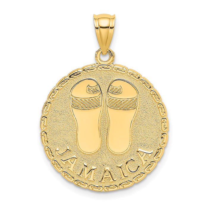 Million Charms 14K Yellow Gold Themed Jamaica & Sandals Round Disk Charm