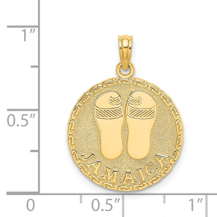 Million Charms 14K Yellow Gold Themed Jamaica & Sandals Round Disk Charm
