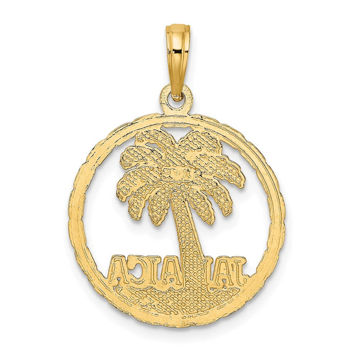 Million Charms 14K Yellow Gold Themed Jamaica Under Palm Tree In Disk Charm