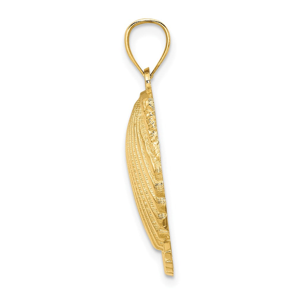 Million Charms 14K Yellow Gold Themed 2-D Jamaica Under Scallop Shell Charm