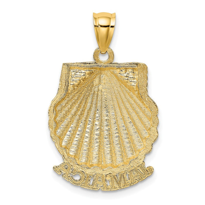 Million Charms 14K Yellow Gold Themed 2-D Jamaica Under Scallop Shell Charm