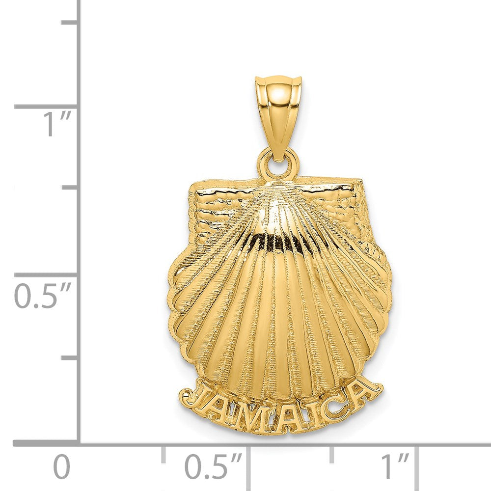 Million Charms 14K Yellow Gold Themed 2-D Jamaica Under Scallop Shell Charm
