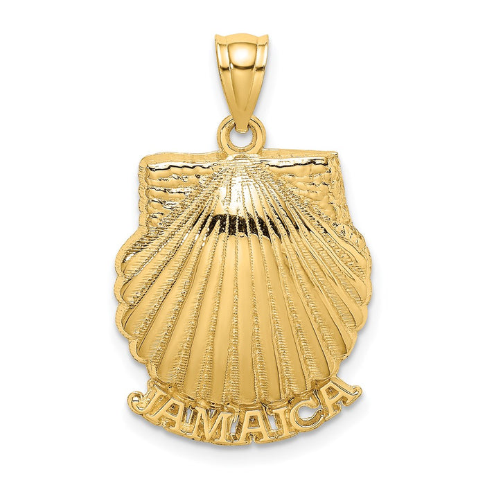 Million Charms 14K Yellow Gold Themed 2-D Jamaica Under Scallop Shell Charm
