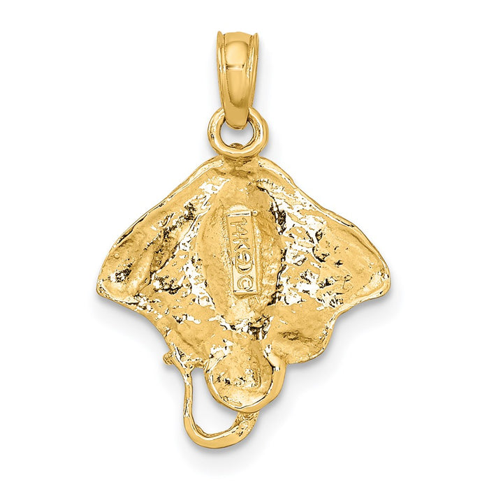 Million Charms 14K Yellow Gold Themed 2-D Stingray Charm