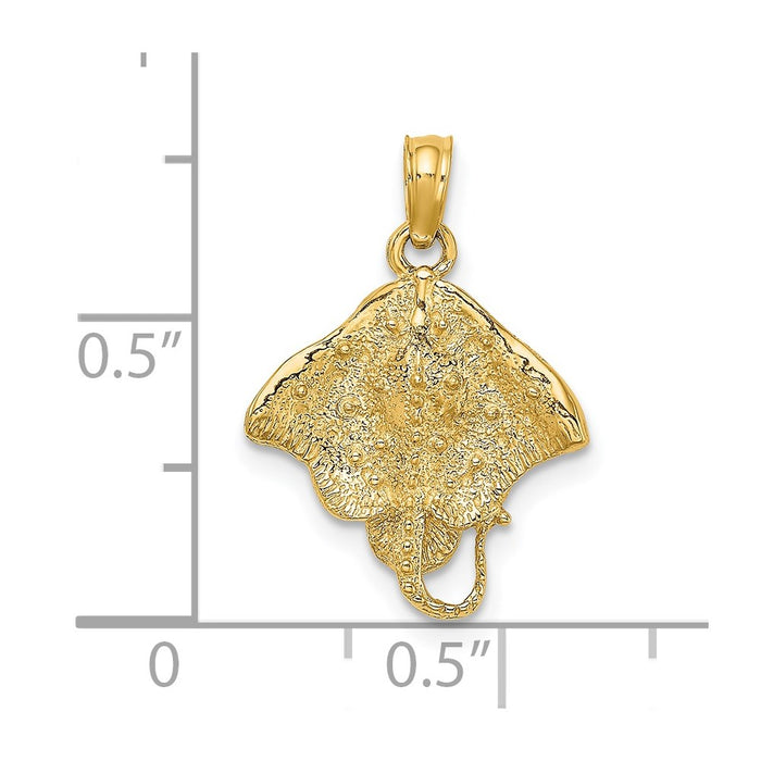 Million Charms 14K Yellow Gold Themed 2-D Stingray Charm