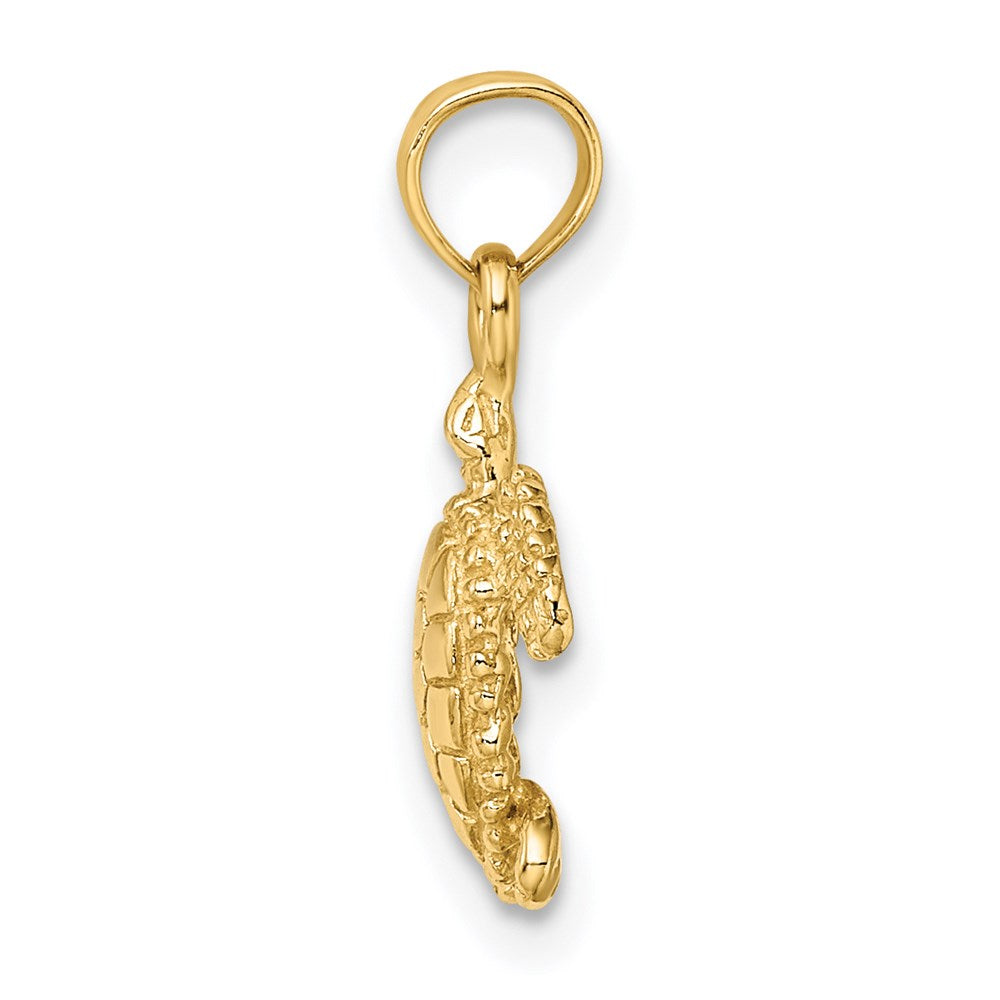Million Charms 14K Yellow Gold Themed 3-D Mini Sea Turtle Charm