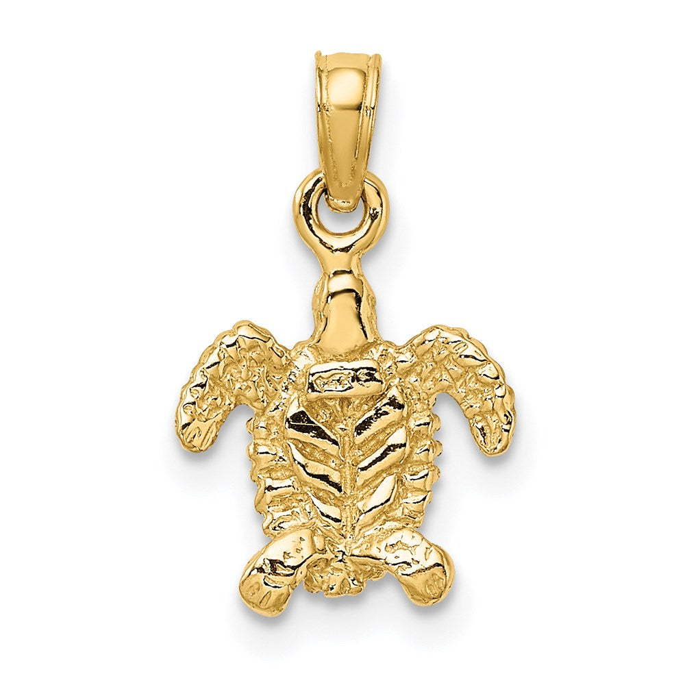 Million Charms 14K Yellow Gold Themed 3-D Mini Sea Turtle Charm