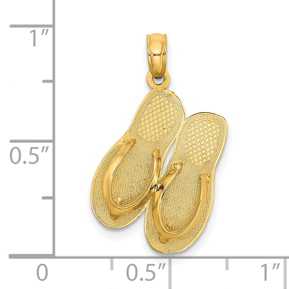 Million Charms 14K Yellow Gold Themed Large Myrtle Beach With Flip-Flops Charm