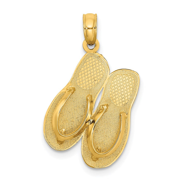 Million Charms 14K Yellow Gold Themed Large Myrtle Beach With Flip-Flops Charm