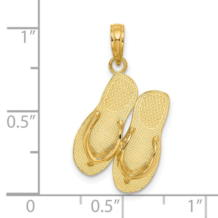 Million Charms 14K Yellow Gold Themed Large Turks & Caicos Double Flip-Flop Charm