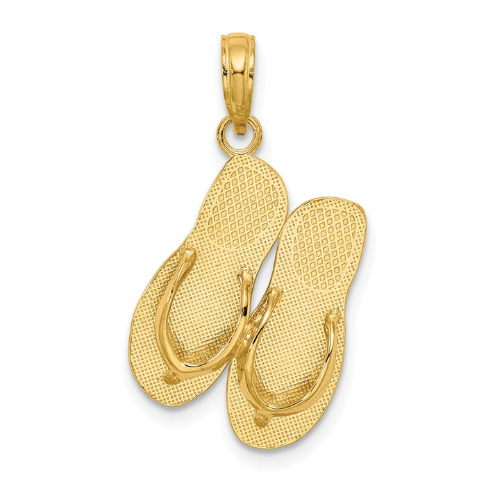 Million Charms 14K Yellow Gold Themed Large Turks & Caicos Double Flip-Flop Charm