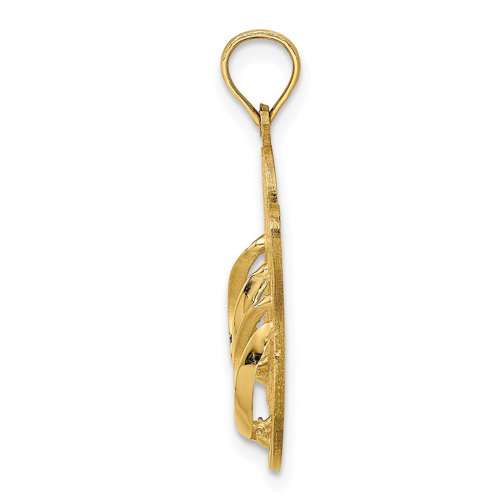 Million Charms 14K Yellow Gold Themed Large Religious Saint Augustine Flip-Flops Charm