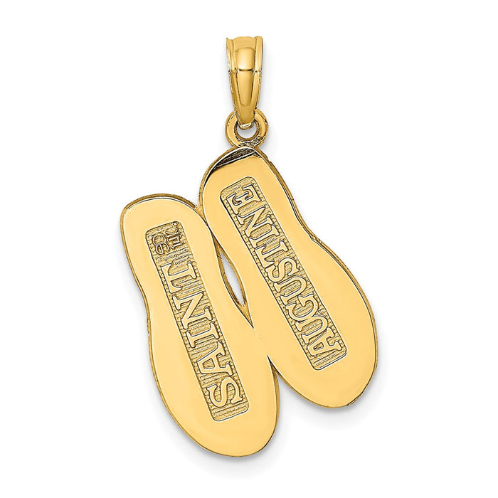 Million Charms 14K Yellow Gold Themed Large Religious Saint Augustine Flip-Flops Charm