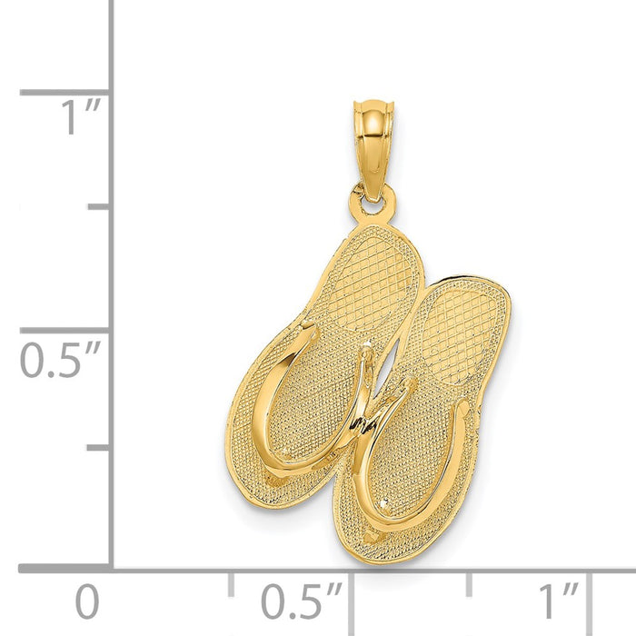 Million Charms 14K Yellow Gold Themed Large Religious Saint Augustine Flip-Flops Charm