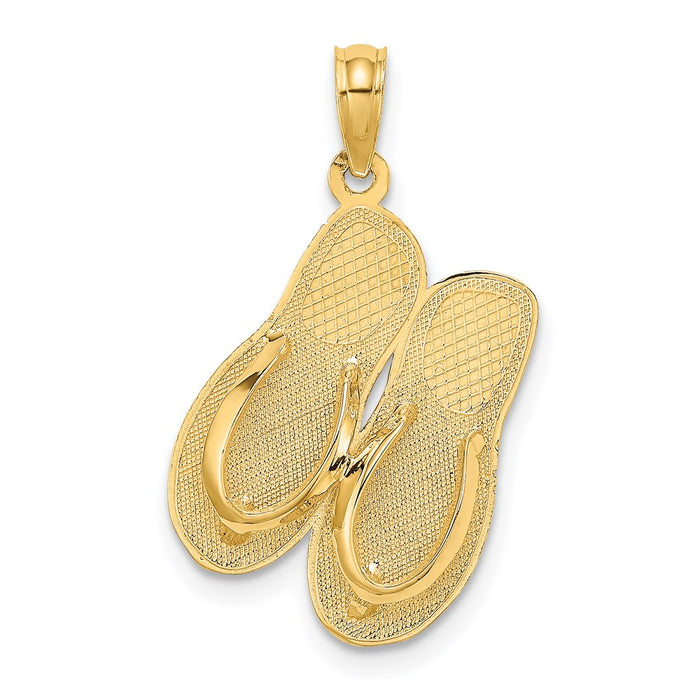 Million Charms 14K Yellow Gold Themed Large Religious Saint Augustine Flip-Flops Charm