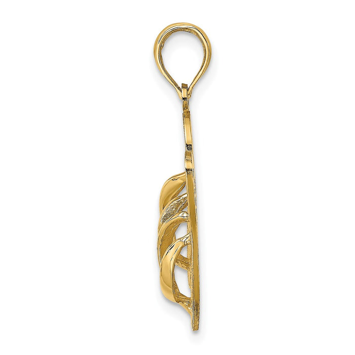 Million Charms 14K Yellow Gold Themed Large Sarasota Florida Flip-Flops Charm