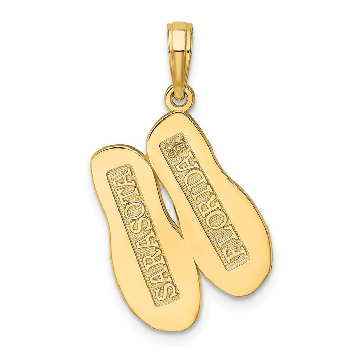 Million Charms 14K Yellow Gold Themed Large Sarasota Florida Flip-Flops Charm