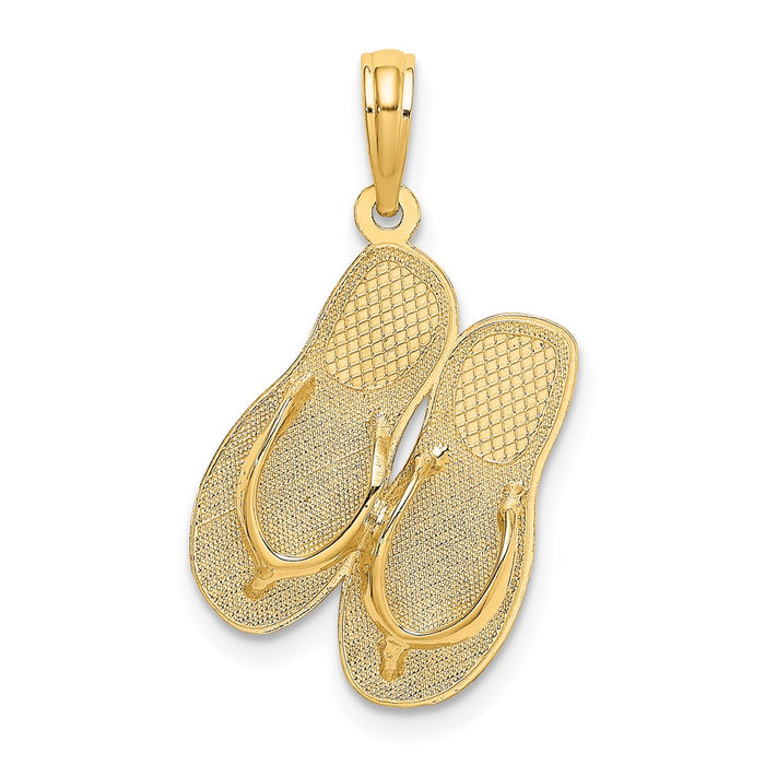 Million Charms 14K Yellow Gold Themed Large Sarasota Florida Flip-Flops Charm