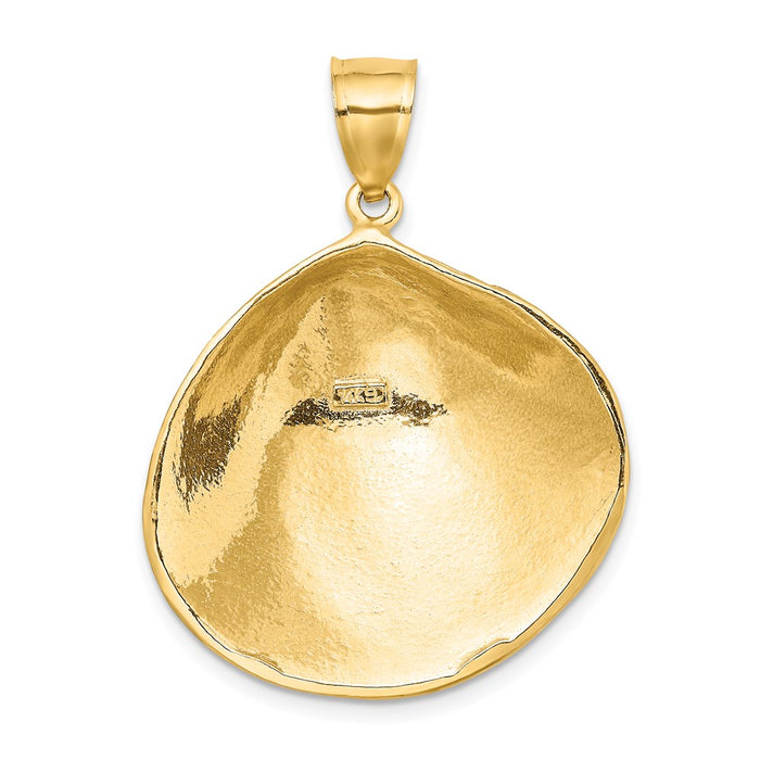 Million Charms 14K Yellow Gold Themed Textured 2-D Large Clam Shell Charm