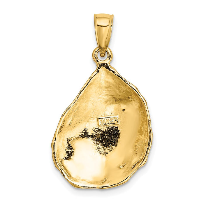 Million Charms 14K Yellow Gold Themed 2-D Textured & Polished Oyster Shell Charm