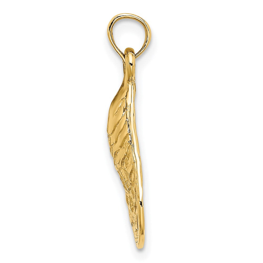 Million Charms 14K Yellow Gold Themed 2-D Textured & Polished Oyster Shell Charm