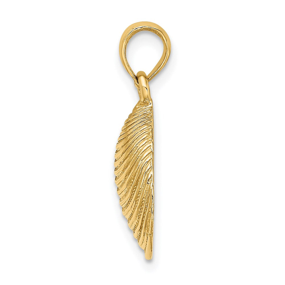 Million Charms 14K Yellow Gold Themed Textured 2-D Clam Shell Charm