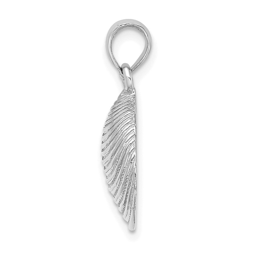 Million Charms 14K White Gold Themed Textured Clam Shell Charm