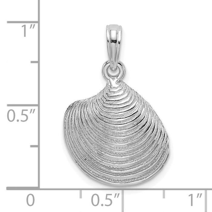 Million Charms 14K White Gold Themed Textured Clam Shell Charm