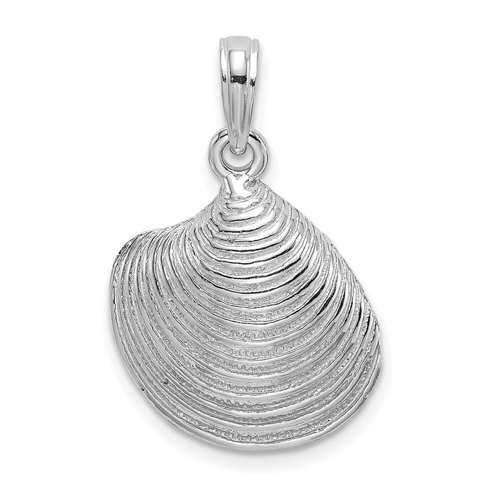 Million Charms 14K White Gold Themed Textured Clam Shell Charm