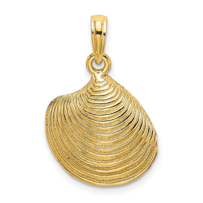 Million Charms 14K Yellow Gold Themed Textured 2-D Clam Shell Charm