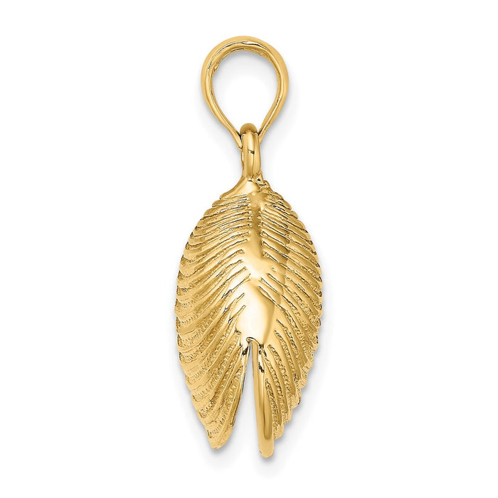 Million Charms 14K Yellow Gold Themed 3-D Textured Clam Shell Charm